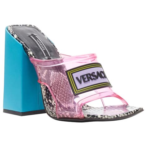 versace 90 vintage heels|versace pink chunky heel.